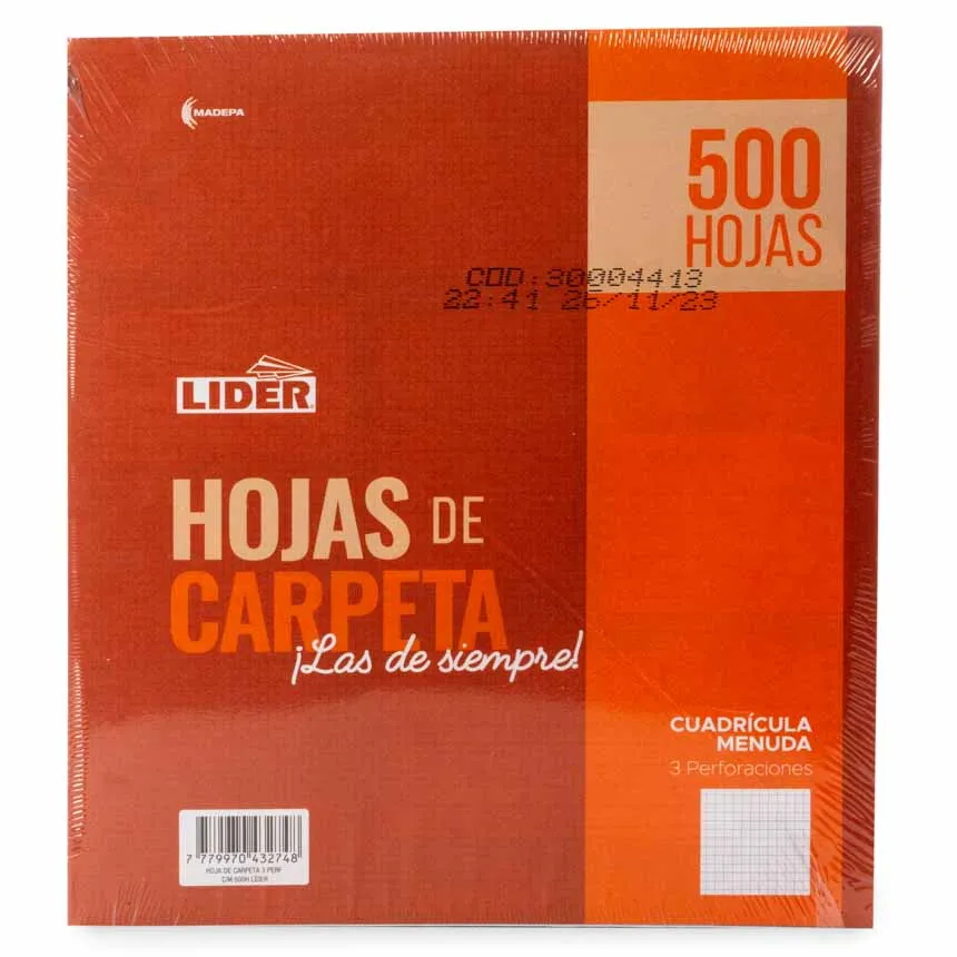 Hojas de carpeta Lider 500hjs