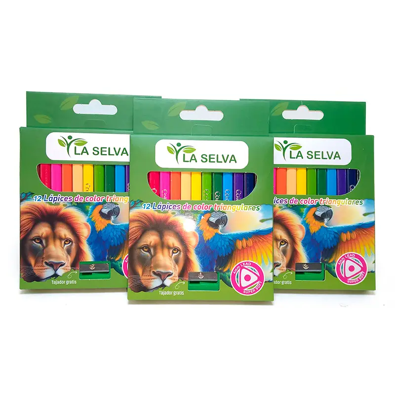 Color corto tiangular mina 4mm soft La Selva de 12 colores + tajador