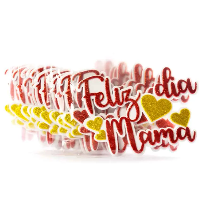 Decoracion en Goma Eva "Feliz dia Mama Corazones" 17x13 cm