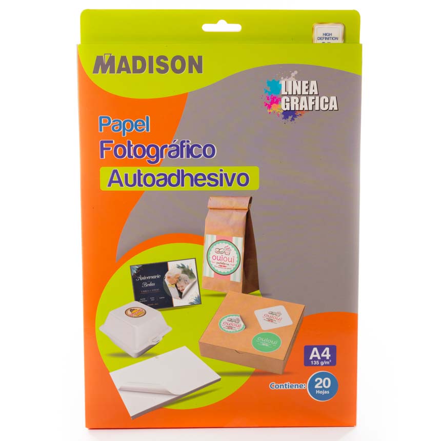 Papel especial Fotografico Autoadhesivo Madison A4 135g