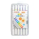 Marcadores a base de agua doble punta biselado y redondo 4/1.2mm Zuixua estuche rigido 12 colores